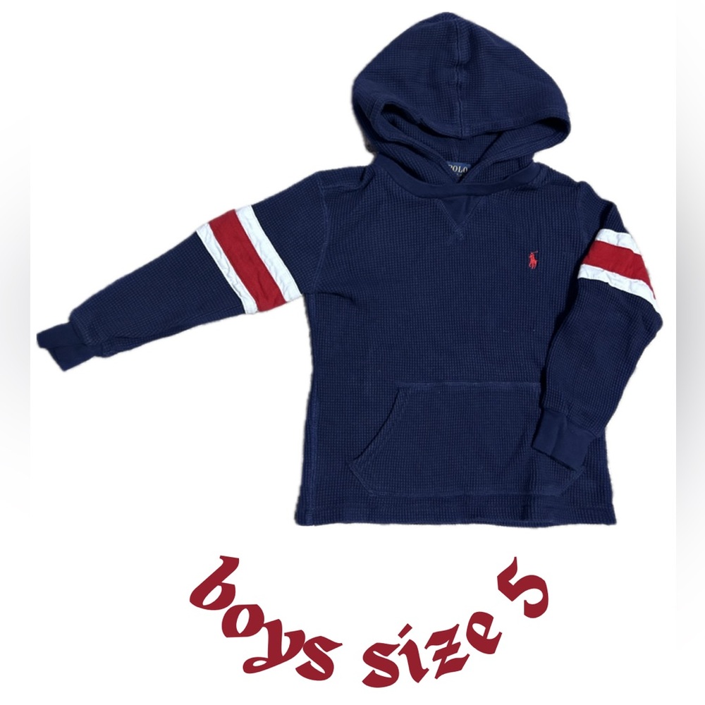 Boys size 5 thick thermal polo Ralph Lauren with hood